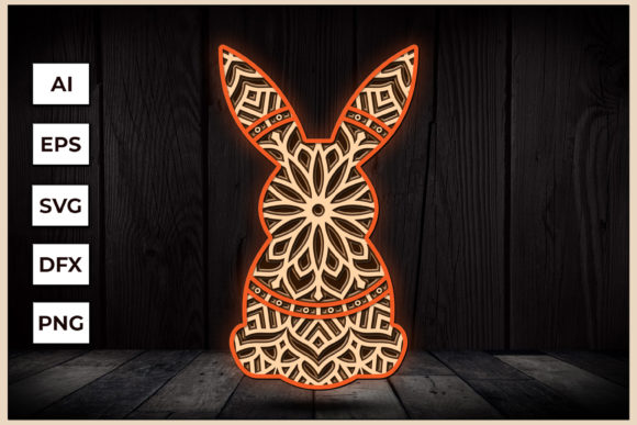 3D Easter Bunny SVG Mandala Cut File for Commercial Design Projects