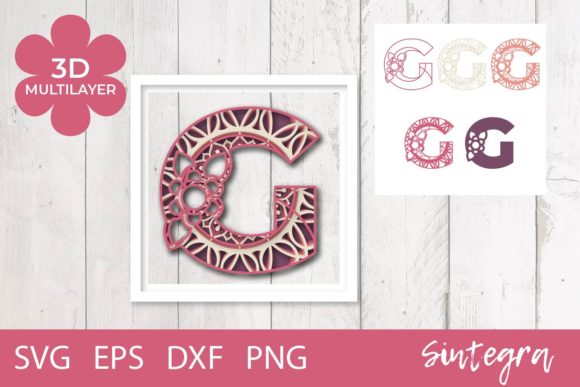 3D Floral Letter G Mandala Layer SVG for Crafters & Small Business Design