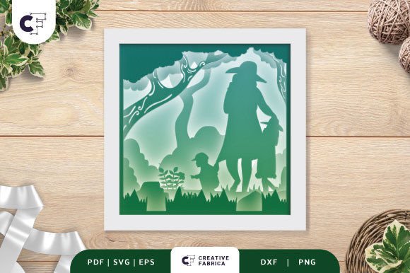 3D Shadow Box Family Walk in the Garden – A Seasonal 3D SVG for Emotional Visual Storytelling