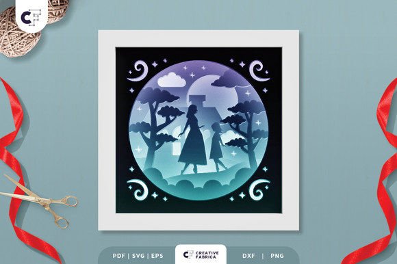 3D Shadow Box Mom Play with Her Daughter – A Heartfelt 3D SVG for Holiday Marketing