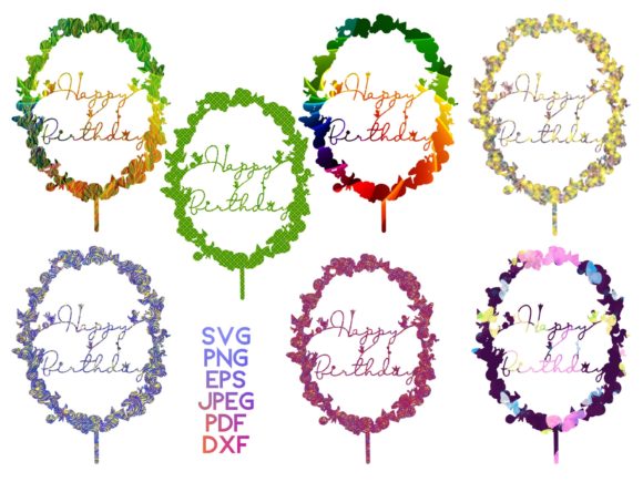 3D SVG Birthday Toppers with Rainbow Laser-Cut Designs for Cake Toppers
