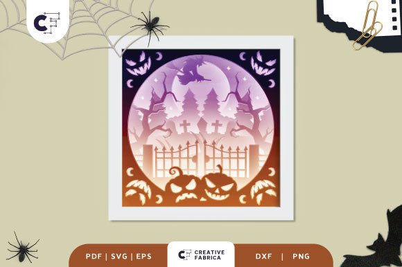3D SVG Halloween Spooky Scene for Real Crafters & Etsy Sellers
