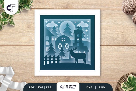 3D SVG Reindeer Christmas Church Design for Crafters