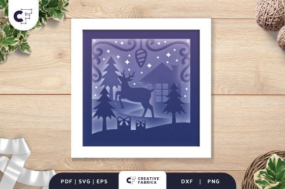 3D SVG Reindeer Shadow Box for Christmas Crafters