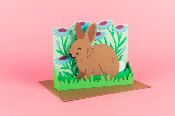 Bunny with Flowers Box Card: 3D SVG Charm for Easter Campaigns