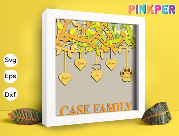 Custom Name Family Member Tree Light Box: A 3D SVG Shadow Box for Editorial Charm