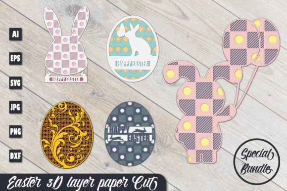 Easter 3D Layer Paper Cut: Festive Shapes & 3D SVG for Seasonal Branding