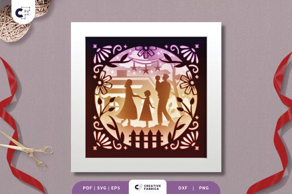 Happy Family with Christmas Scene 3D SVG Brings Holiday Cheer to Local Branding