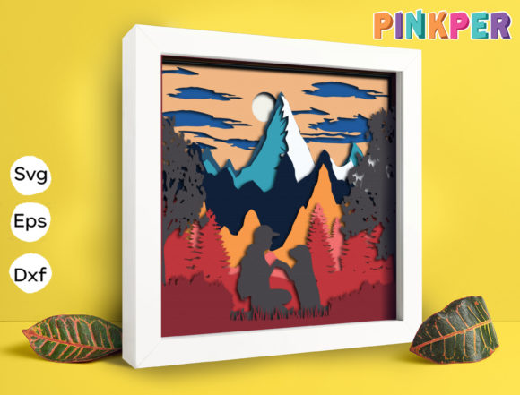 Hiking 3D SVG Shadow Box Design for Local Branding