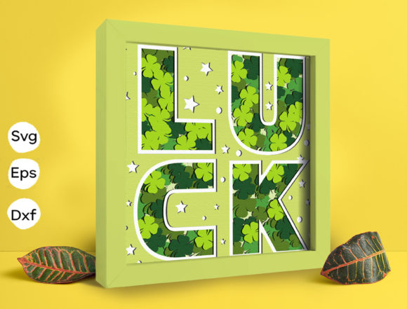Luck Four-leaf Clover Papercut Light Box 3D SVG for Shadow Boxes
