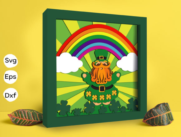 Lucky Leprechaun Papercut Light Box: 3D SVG Shadow Box for Festive Branding