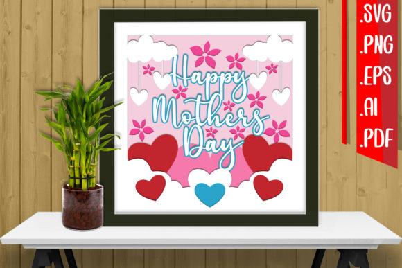 Mother's Day Layered Papercut 7 SVG: A 3D SVG Shadow Box Design for Emotional Branding