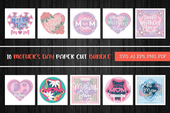 Mother s Day Paper Cut Bundle - 3D SVG for Crafts & Graphics Projects