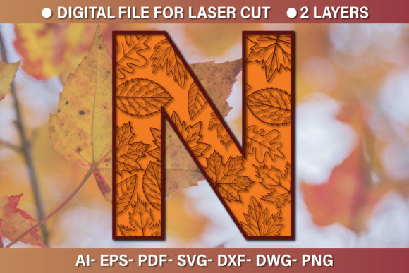 Multilayer 3D Alphabet Paper Cut SVG N for Crafts & Graphics