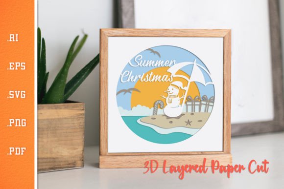 Summer Christmas 3D SVG: Festive Design for Digital Sellers